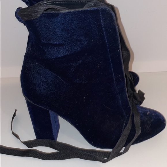 Midnight blue velvet bootie - Picture 1 of 2